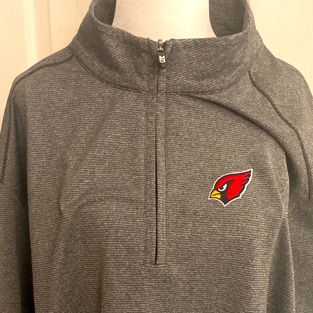 Men's Arizona Cardinals Cutter & Buck Grey Traverse Quarter-Zip Pullover Jacket